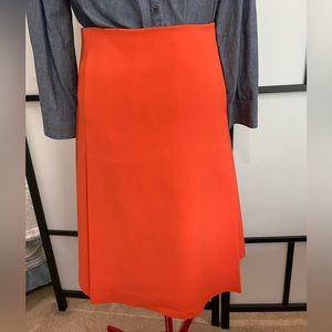 COS midi bright orange Aline skirt. No kick pleat. POCKETS! Exposed zip